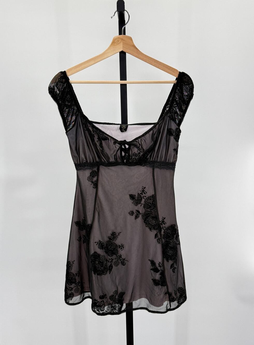 Y2K Urban Outfitters Black Sheer Babydoll Whimsygoth M Dress Cottagegoth
